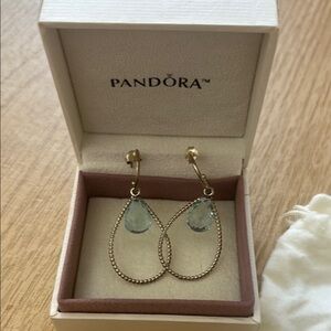 Pandora Silver and Blue Teardrop Earrings